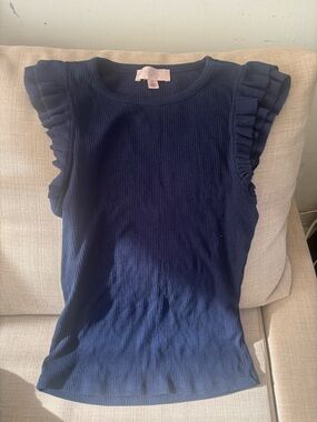 Philosophy Ribbed Navy Sleeveless Crewneck Top